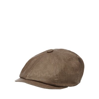 Brown linen bakerboy cap